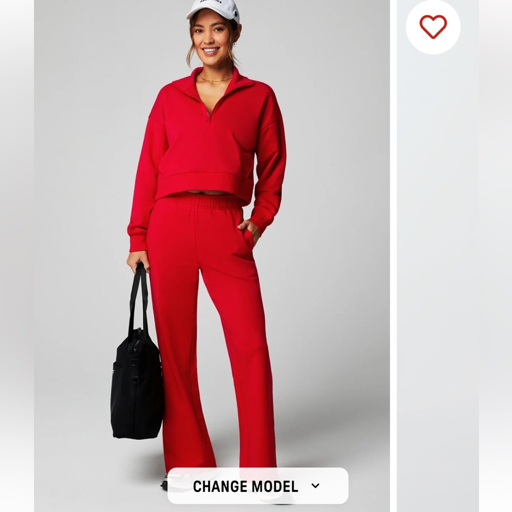 Year Round Terry Wide Leg Pant Fabletic red sweater and pant set, brand new